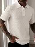 Drei-Knopf Rauten Ajour Pointelle Casual Business Shirt