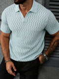 Knopfloser V-Ausschnitt Wellen-Ajour Casual Business Shirt