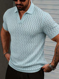 Knopfloser V-Ausschnitt Wellen-Ajour Casual Business Shirt