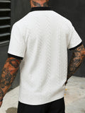 Knopfloser V-Ausschnitt Zopfstrick Strukturiertes Business Casual Shirt