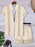 Herren Set mit Ethno-Print Hemd und Shorts