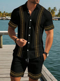 Herren Set mit Ethno-Print Hemd und Shorts