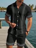 Herren Set mit Ethno-Print Hemd und Shorts