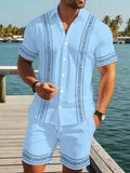 Herren Set mit Ethno-Print Hemd und Shorts