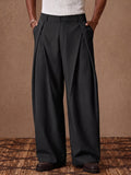 Bundfaltenhose mit weitem Bein hoher Taille