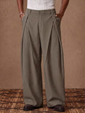Bundfaltenhose mit weitem Bein hoher Taille