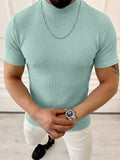 Strick-T-Shirt mit Zopfmuster und Stehkragen