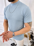 Strick-T-Shirt mit Zopfmuster und Stehkragen