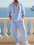 Kapuzen-Henley-Set mit Wide-Leg-Hose in Crashtextur