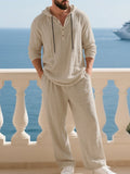 Kapuzen-Henley-Set mit Wide-Leg-Hose in Crashtextur