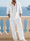 Kapuzen-Henley-Set mit Wide-Leg-Hose in Crashtextur