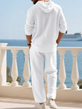 Kapuzen-Henley-Set mit Wide-Leg-Hose in Crashtextur