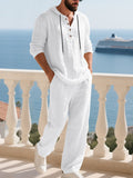 Kapuzen-Henley-Set mit Wide-Leg-Hose in Crashtextur