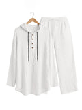 Kapuzen-Henley-Set mit Wide-Leg-Hose in Crashtextur