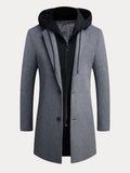 Smart Casual Zweiteiler-Optik Wollmantel mit Kapuze