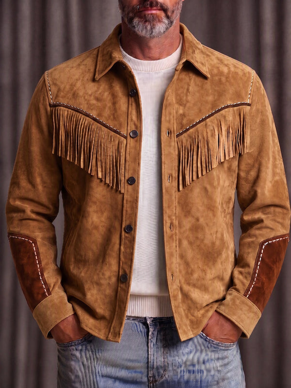 Western Colorblocking Wildleder-Optik Mantel