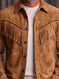 Western Colorblocking Wildleder-Optik Mantel