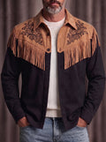Western Colorblocking Wildleder-Optik Mantel
