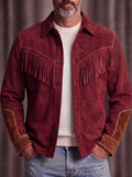 Western Colorblocking Wildleder-Optik Mantel