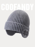 Warme Strickmütze mit Ohrenklappen und Umschlag