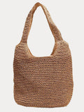 Minimalistische große gewebte Strand-Schultertasche in Stroh-Optik