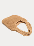 Minimalistische große gewebte Strand-Schultertasche in Stroh-Optik