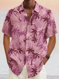 Hawaiianisches Baumwoll-Leinen-Hemd mit Kokospalmen-Grafik