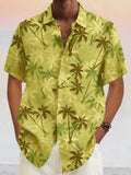 Hawaiianisches Baumwoll-Leinen-Hemd mit Kokospalmen-Grafik