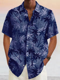 Hawaiianisches Baumwoll-Leinen-Hemd mit Kokospalmen-Grafik