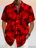 Hawaiianisches Baumwoll-Leinen-Hemd mit Kokospalmen-Grafik