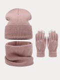 Ultraweich Strick Mütze Handschuhe Halswärmer 3-in-1-Set