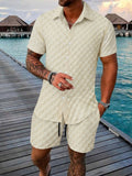 Herren Bubble Jacquard 2-Teiler Hemd & Shorts Set