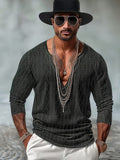 Stilvolles Strick-Oberteil mit V-Ausschnitt und Jacquard-Muster